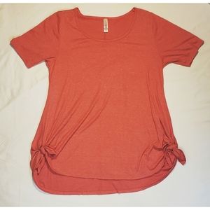 LuLaRoe Red Orange Side Knot Tunic High Low Top
